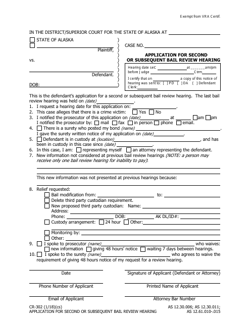 Form CR-302  Printable Pdf