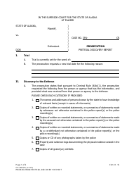 Document preview: Form CR-368 Prosecution Pretrial Discovery Report - City of Palmer, Alaska