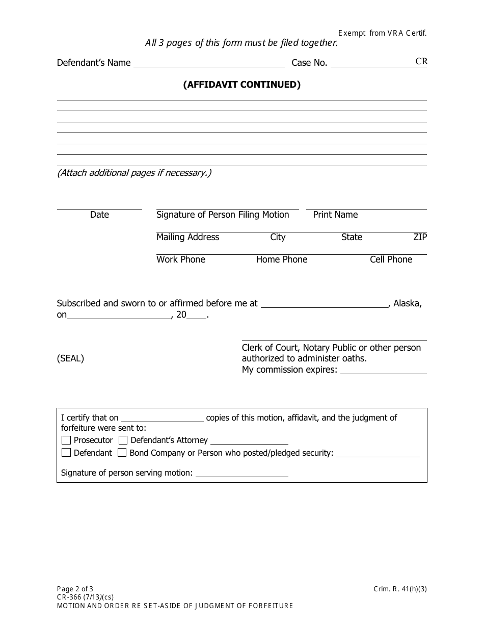 Form CR-366 - Fill Out, Sign Online and Download Fillable PDF, Alaska ...