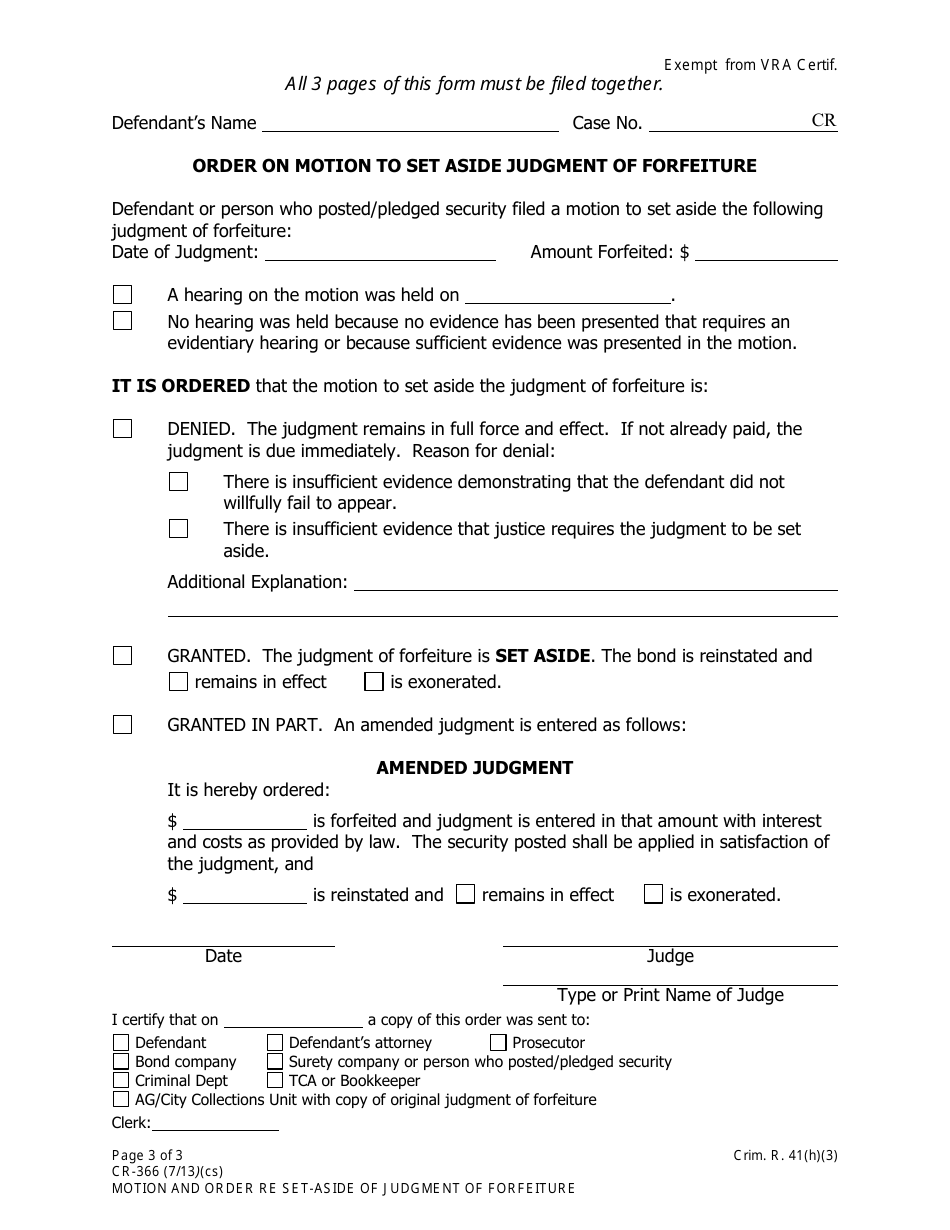 Form CR-366 Motion to Set-Aside Judgment of Forfeiture - Alaska, Page 3