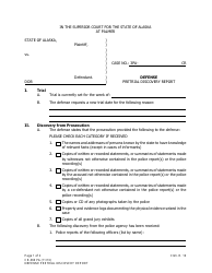 Document preview: Form CR-369 PA Defense Pretrial Discovery Report - City of Palmer, Alaska