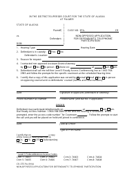 Document preview: Form CR-375 Non-opposed Application for Defendant's Telephonic Participation - City of Palmer, Alaska