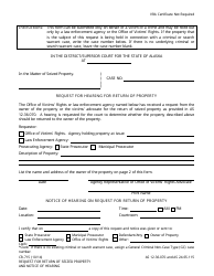 Form CR-715 Request for Hearing for Return of Property - Alaska