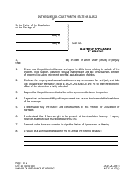 Form DR-110 Waiver of Appearance at Hearing - Alaska
