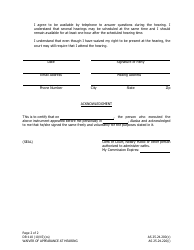 Form DR-110 Waiver of Appearance at Hearing - Alaska, Page 2