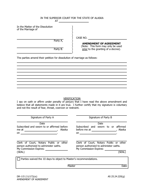 Form DR-115  Printable Pdf