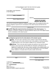Document preview: Form DR-211 Order Re Diligent Inquiry and Notice - Alaska