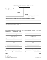 Form DR-130 Request to Modify Decree of Dissolution and Order - Alaska