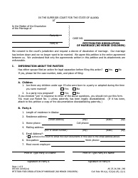 Document preview: Form DR-100 Petition for Dissolution of Marriage (No Minor Children) - Alaska