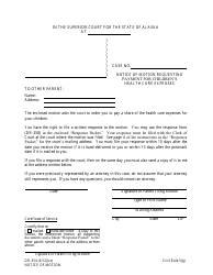 Document preview: Form DR-354 Notice of Motion Requesting Payment for Children's Health Care Expenses - Alaska