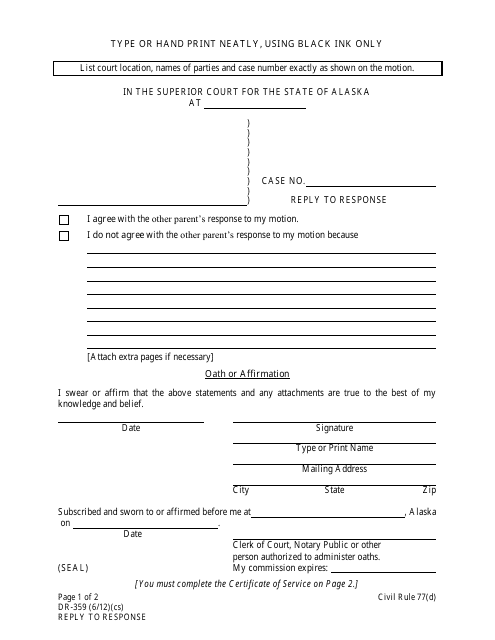 Form DR-359  Printable Pdf