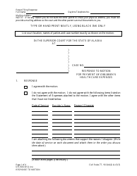 Document preview: Form DR-358 Response to Motion for Payment of Children's Health Care Expenses - Alaska