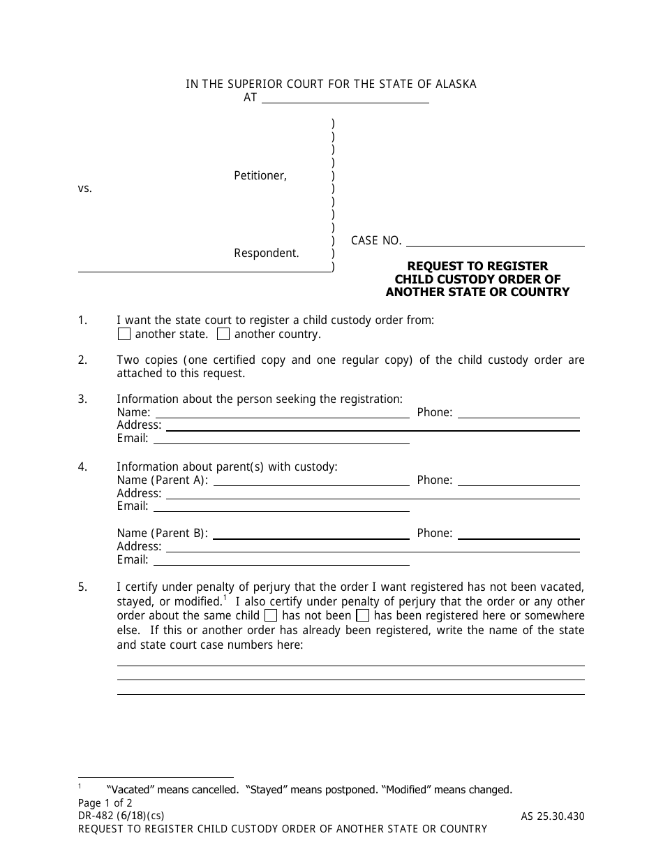 Form DR-482 - Fill Out, Sign Online and Download Fillable PDF, Alaska ...