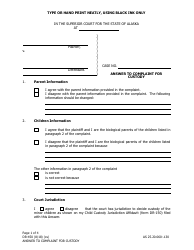 Document preview: Form DR-450 Answer to Complaint for Custody - Alaska