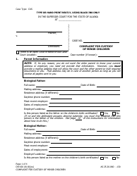 Form DR-420 Complaint for Custody of Minor Children - Alaska