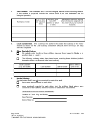 Form DR-420 Complaint for Custody of Minor Children - Alaska, Page 2