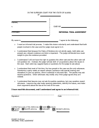 Document preview: Form DR-905 Informal Trial Agreement - Alaska