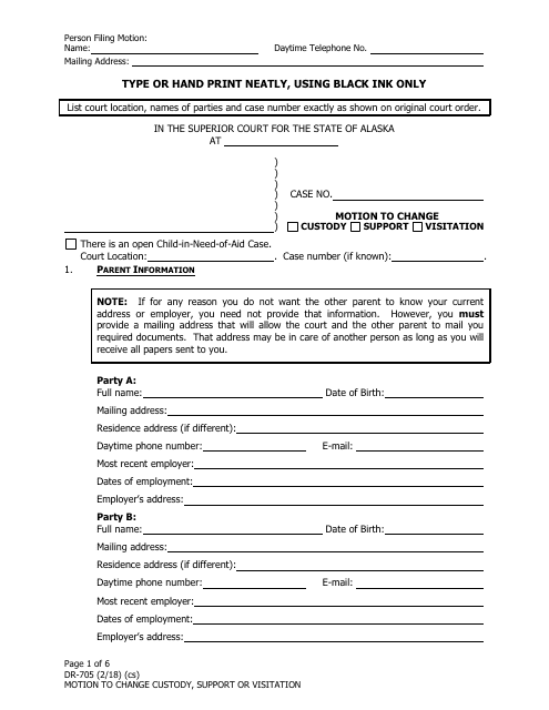 Form DR-705  Printable Pdf