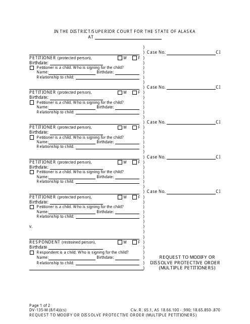 Form DV-135-M  Printable Pdf