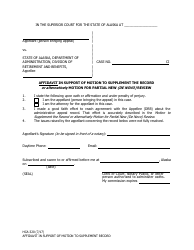 Document preview: Form HCA-320 Affidavit in Support of Motion to Supplement the Record or Alternatively Motion for Partial New (De Novo) Review - Alaska