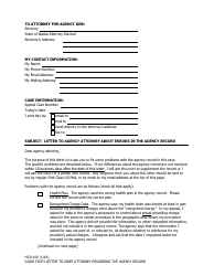 Form HCA-410 Letter to Agency Attorney About Errors in the Agency Record - Alaska