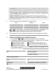Form MC-100 Petition for Order Authorizing Hospitalization for Evaluation - Alaska, Page 3