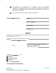 Form MC-625 Petition for 30-day Involuntary Commitment - Alaska, Page 2
