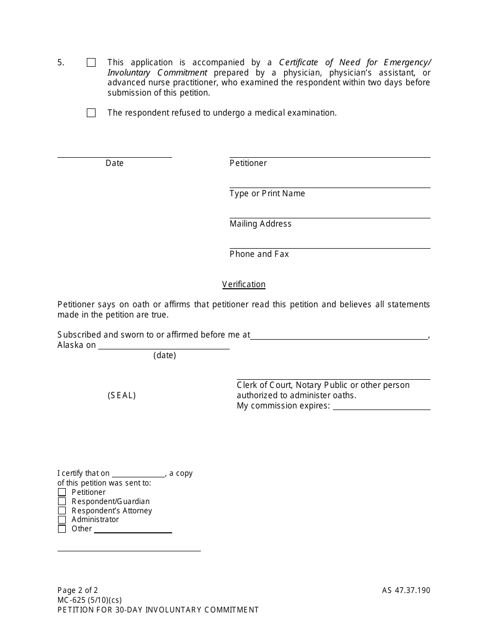 Form MC-625 - Fill Out, Sign Online and Download Fillable PDF, Alaska ...