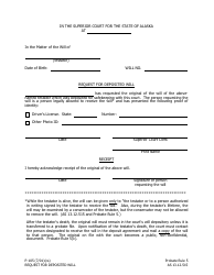 Document preview: Form P-105 Request for Deposited Will - Alaska