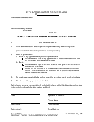 Document preview: Form P-312 Domiciliary Foreign Personal Representative's Statement - Alaska