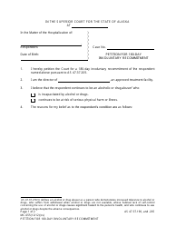 Form MC-655 Petition for 180-day Involuntary Recommitment - Alaska