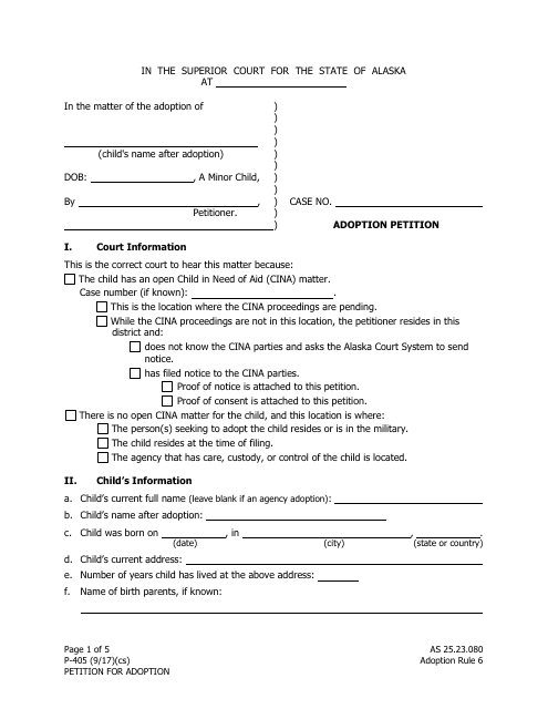 Form P-405  Printable Pdf