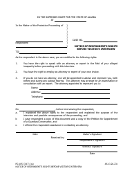Document preview: Form PG-105 Notice of Respondent's Rights Before Visitor's Interview - Alaska