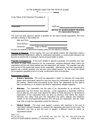 Document preview: Form PG-115 Notice of Guardianship Hearing (To Interested Persons) - Alaska