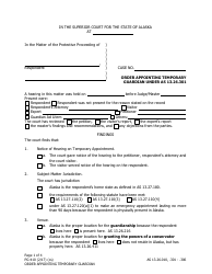 Form PG-410 Order Appointing Temporary Guardian Under as 13.26.301 - Alaska