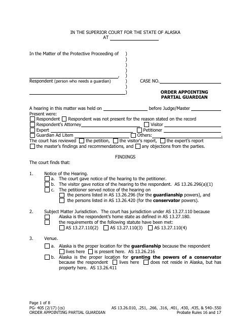 Form PG-405  Printable Pdf