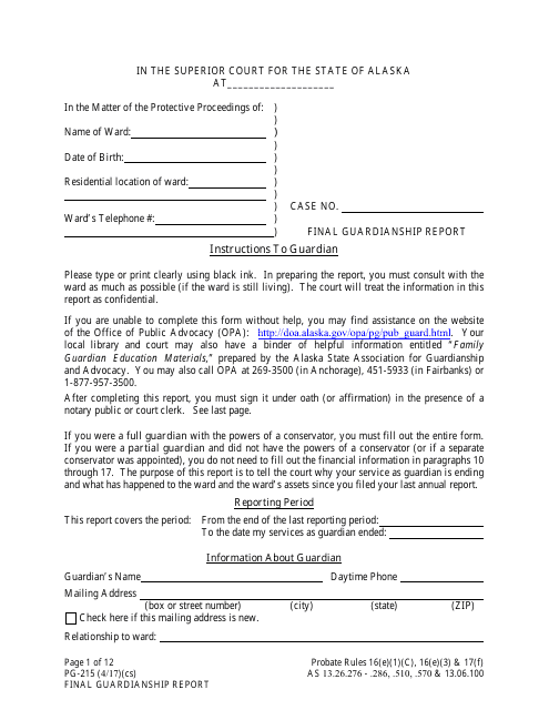 Form PG-215  Printable Pdf