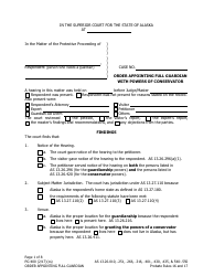 Form PG-400 Order Appointing Full Guardian With Powers of Conservator - Alaska
