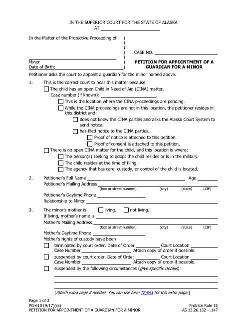 Form PG-610  Printable Pdf