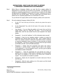 Document preview: Instructions for Form PG-102 Emergency Petition for Appointment of a Temporary Conservator - Alaska