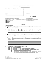 Form PG-625 Order Appointing Guardian of a Minor - Alaska