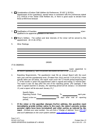 Form PG-625 Order Appointing Guardian of a Minor - Alaska, Page 2