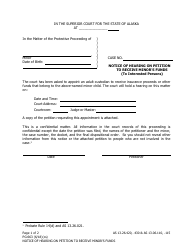 Form PG-663 &quot;Notice of Hearing on Petition to Receive Minor's Funds (To Interested Persons)&quot; - Alaska