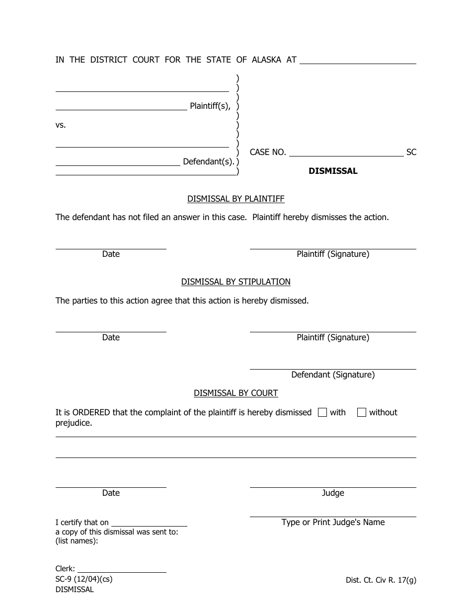 Form SC-9 - Fill Out, Sign Online and Download Fillable PDF, Alaska ...