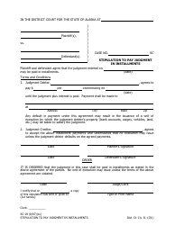 Form SC-18 &quot;Stipulation to Pay Judgment in Installments&quot; - Alaska