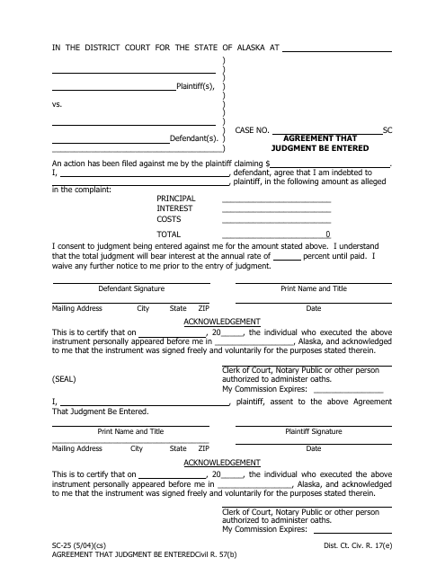 Form SC-25  Printable Pdf