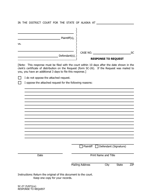 Form SC-27  Printable Pdf