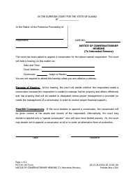 Document preview: Form PG-116 Notice of Conservatorship Hearing (To Interested Persons) - Alaska