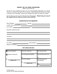 Document preview: Form TF-303 Request for File Being Microfilmed - Alaska