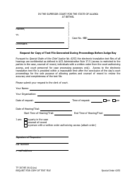 Document preview: Form TF-307 BE Request for Copy of Text File Generated During Proceedings Before Judge Ray - City of Bethel, Alaska